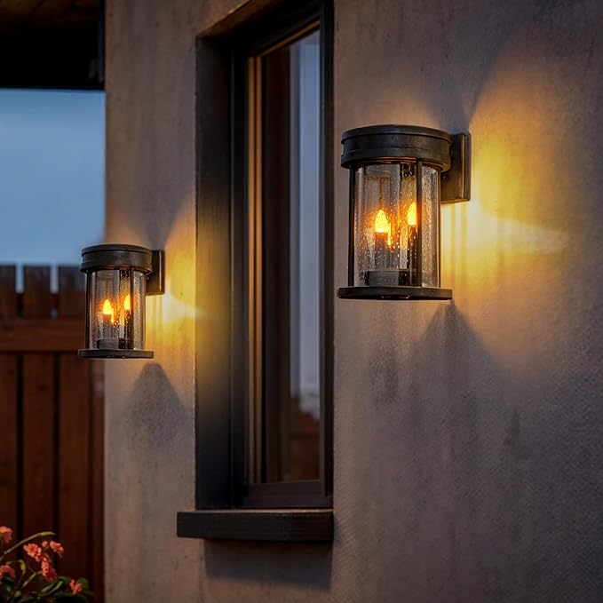 Beautyard Solar Lanterns Outdoor Waterproof Solar Candles Lantern Garden Lanterns Flickering Candle Lantern Lights Outdoor Patio Decor Mothers Day Gifts 2 Packs