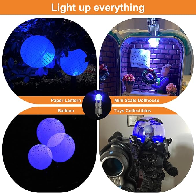 SumDirect Pack of 12/30/50/100 Colorful LED Mini Non-Blinking Lights for Paper Lanterns Balloons Floral Wedding Halloween Christmas Party Decoration Centerpieces (50, Blue)