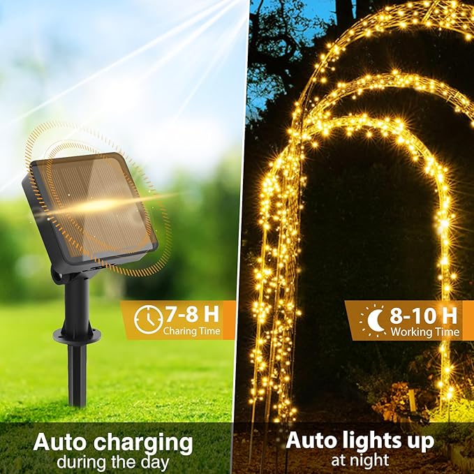 Kolpop Solar Fairy Lights Outdoor, 32FT 80LED Twinkle Light Outdoor Waterproof, 8 Modes Copper Wire Mini String Lighting for Garden Christmas Tree Outside
