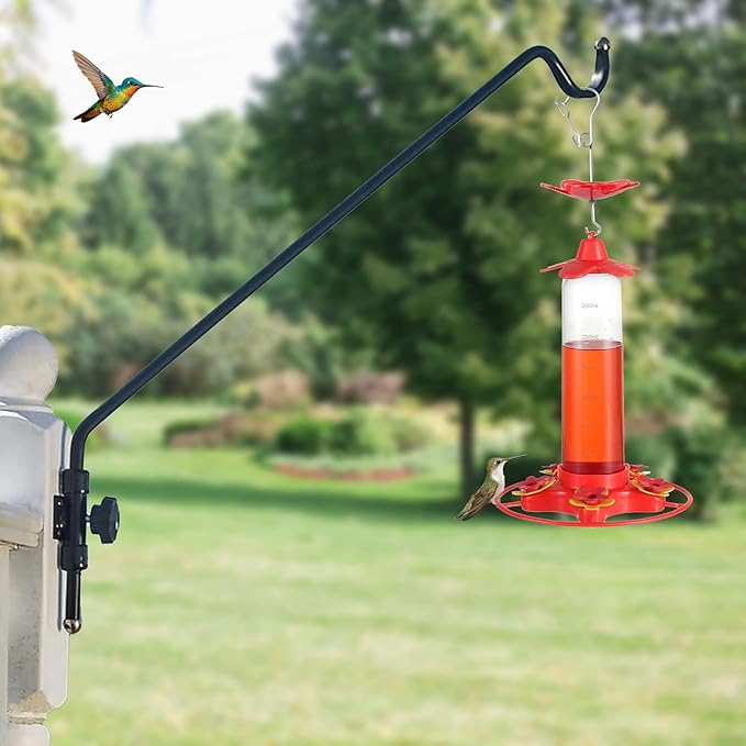 Hummingbird Feeders for Outdoors Hanging - 5 Feeding Ports 320 ml Plastic Hummingbird Feeder, Bee-Proof Leak-Proof No Drip, Easy to Clean with Cleaning Brush