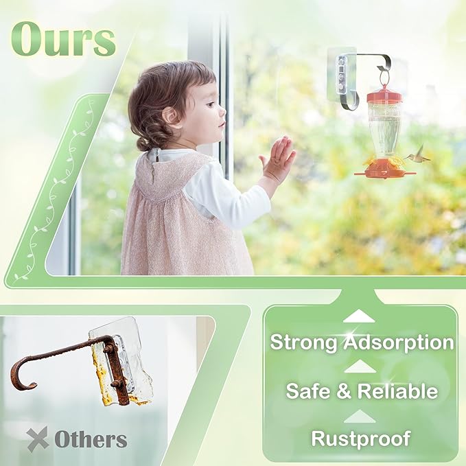 Bird Feeder Hanger Window Mount: Metal Hanging Bird Feeder 6Inch - Geometric Window Hummingbird Feeder - for Outside Decorative - 4pcs