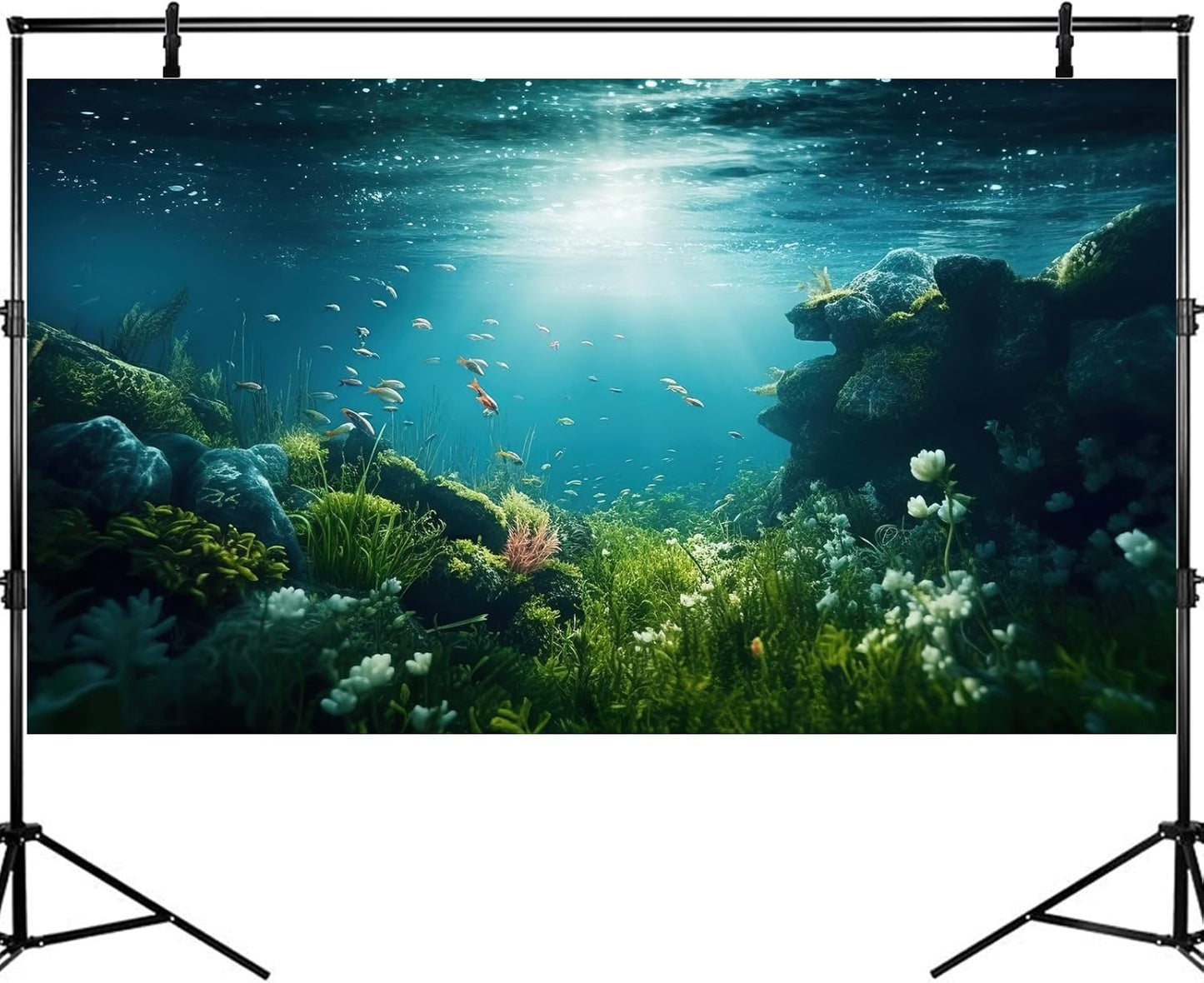 Underwater Aquarium Background Under The Sea Fish Tank Background Ocean Floor Green Aquatic Plants Aquarium Backgrounds Deep Sea Sunray Tropical Fish Aquarium Tank Backgrounds 30x12in