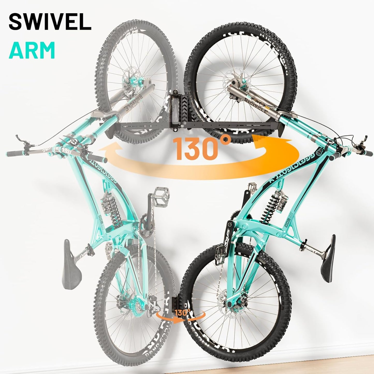 2-Pack Swivel Bike Rack Wall Mount, Bike Hangers for Garage, Space-Saving Vertical Bike Holder, Holds up to 77 lbs, Bicycle Wall Hanger Storage, No Heavy Lifting Required Indoor Hanging Bike Rack