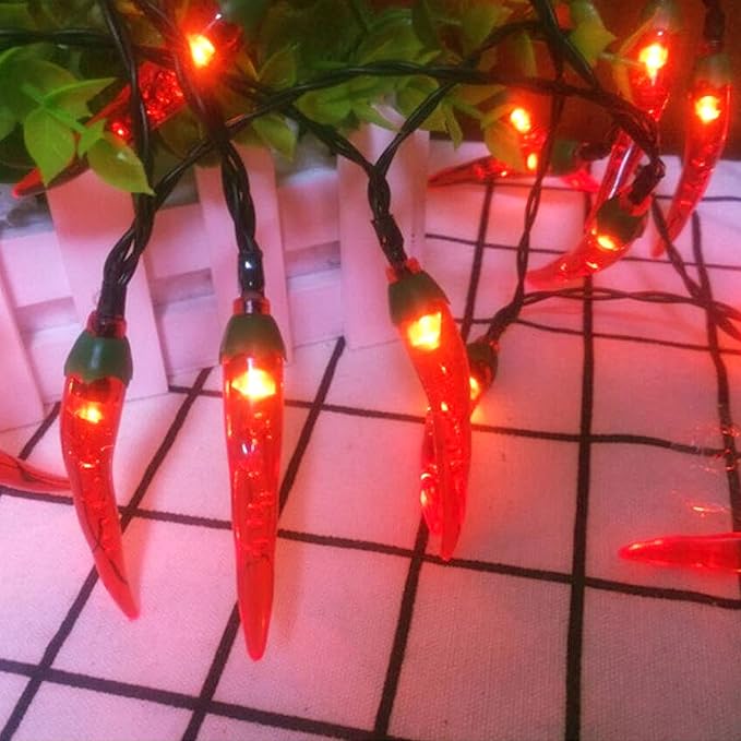 Solar Red Chili String Lights, 50 LED Chili Shape Fairy String Lights Solar Operated String Lights for Wedding, Chinese New Year,Spring Festival,Party Decoration,Christmas