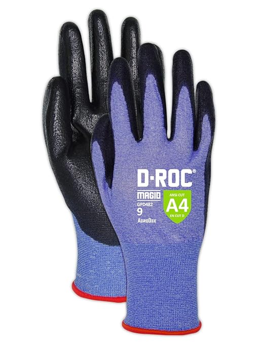MAGID D-ROC ANSI A4 AeroDex Polyurethane Palm Coated Work Gloves, 12 Pairs, Size 11/2XL, GPD482