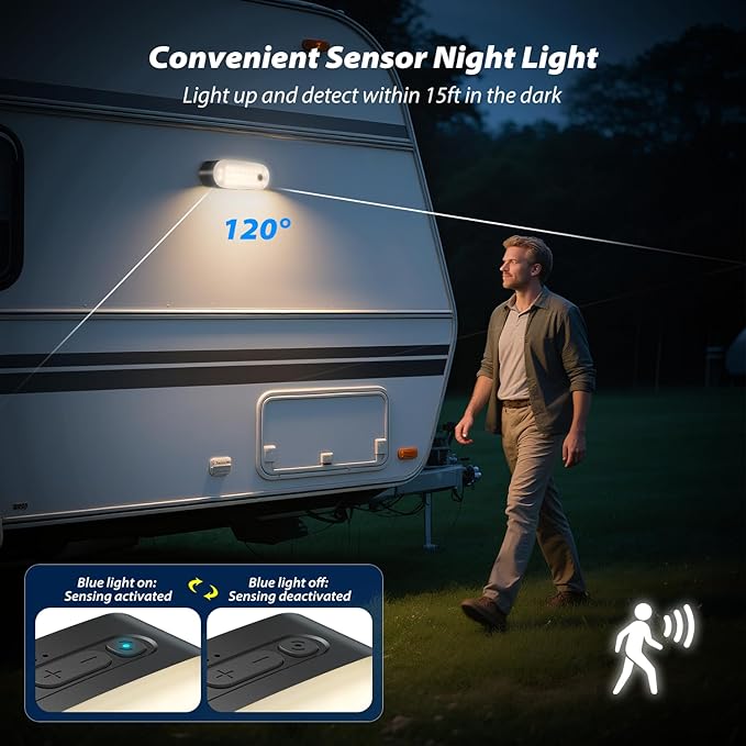 Motion Sensor Camping Lights,Rechargeable Camping Lantern, Portable Hanging Tent Lights,IPX5 Waterproof Emergency Light for Outdoor,SOS Mode Hurricane Power Outages,Magnet Work Light,1 Pack