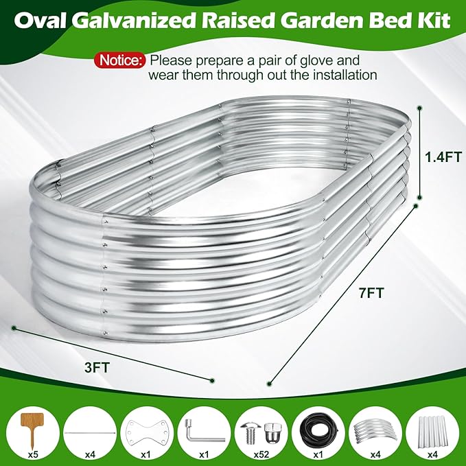 7x3x1.4ft Galvanized Raised Garden Bed, Upgraded with X-Shaped Support Rods, Large Raised Garden Beds Outdoor, Raised Bed for Planting Vegetables, Flowers, Fruits