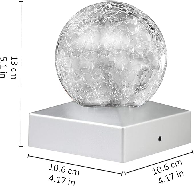 Solar Post Lights - Outdoor Post Cap Light for Fence Deck or Patio Garden Decoration- Solar Powered Gazing Ball Caps, LED Lighting, Lamp Fits 4x4 - White 4 Pack