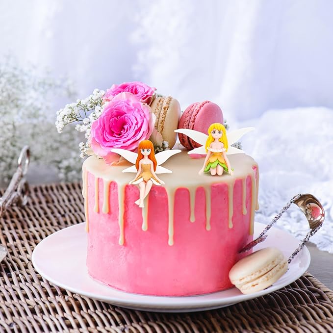 ONEST 8 Pieces Miniature Fairy Garden Accessories Small Fairy Figurines Hand Painted Fairy Figures Girl Fly Wing Figurines for Car Decor Fairy Garden Flower Pot Birthday Cake Topper