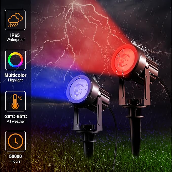 APONUO Solar Spot Lights - Outdoor 6-in-1 Landscape Lights, Dusk to Dawn Solar Uplights, IP65 Waterproof, 9.8ft Cable for Yard, Pathway, Garden, Tree Decoration (Multicolor)