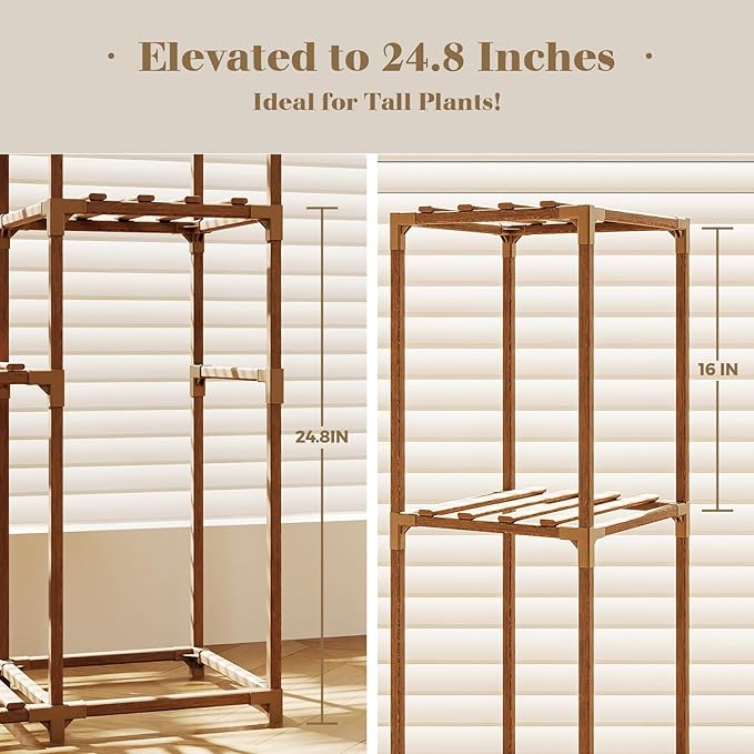 Bamworld Tall Plant Stand Indoor Wood Plant Shelf Outdoor Tiered Plant Rack for Multiple Plants 5 Tiers 7 Pots Ladder Plant Holder Plant Table for Plant Pots Gardening Gifts