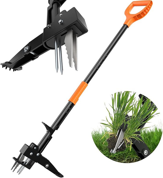 4-Claw Weed Puller Tool, 42" Stand Up Gardening Hand Weeding Tool, Upgraded Iron Claw Garden Weeder with D-Handle, Root Weeder Tool with Weed-Eject Design - Standing up Mowing is Easier