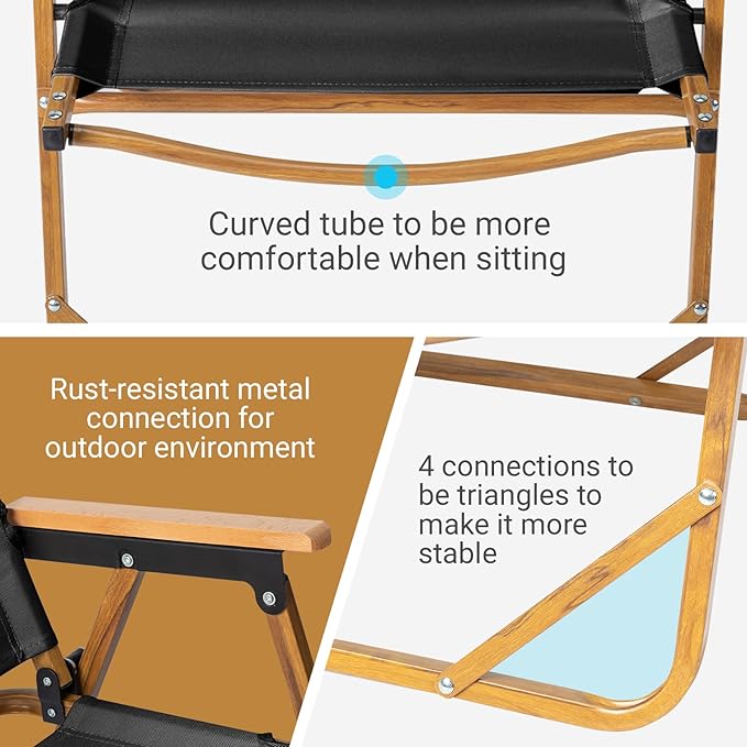 Outvita Portable Folding Camping Chair, 2pcs Ultralight Low Beach Chair, Durable Aluminum Frame Armchairs for Hiking Concert Fishing Picnic, Supports 225Lbs