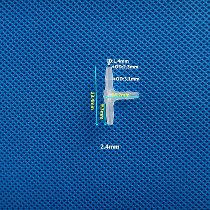 Unifizz T - Piece Hose Equal Paths Tube Accessories,2.4mm Equal Paths Plastic Hose Tube Connector For Cooling Watering Irrigation, Transparent, 10Pcs