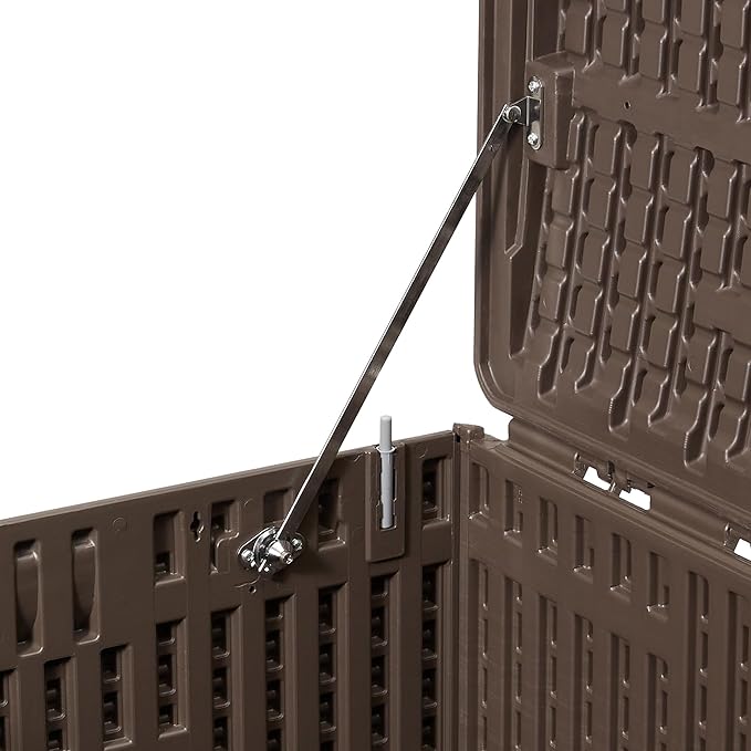 Amazon Basics Outdoor Organization & Storage Deck Box with Lid, 99 Gallon, Brown