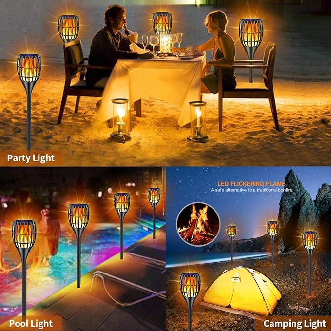 Solar Torch Lights, Waterproof Flickering Flames Torches Lights 43" Outdoor Solar Spotlights Landscape Decoration Lighting Dusk to Dawn Auto On/Off for Yard Patio Driveway, 1 Pack