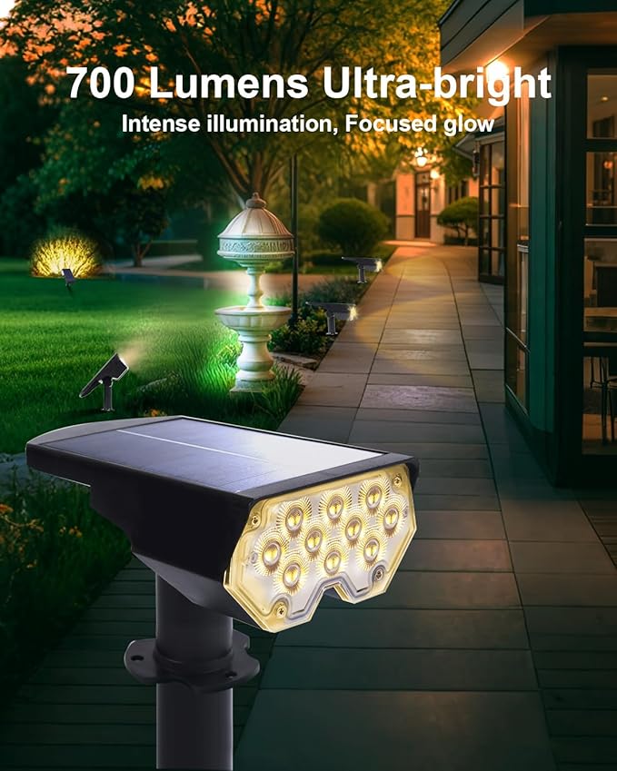 6 Pack Solar Powered Outdoor Spot Lights Outside Waterproof 20 LEDs Landscape Spotlights Dusk to Dawn for House Yard Tree, Plants, Walls, Path, Garden, Statues, Superior Accent Lamp Warm White