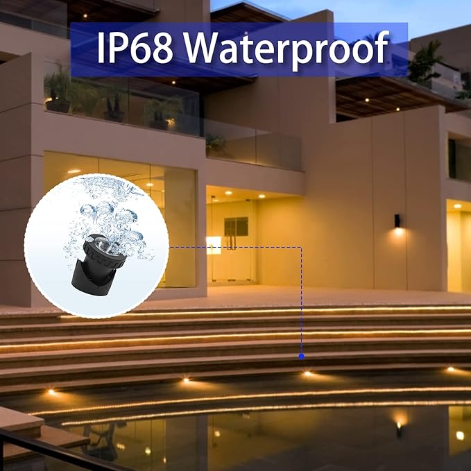 Colored Pond Lights with Timer, RGB Fountain Lights IP68 Waterproof Submersible Dimmable Outdoor Landscape Lights for Fish Tank Pond Fountain Garden, 1-Light