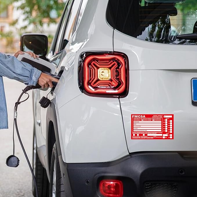 50-Pack Annual Vehicle Inspection Label 1.6 mil Aluminum Red FMCSA Label with Permanent Self Adhesive 6" x 3.5" DOT Compliant