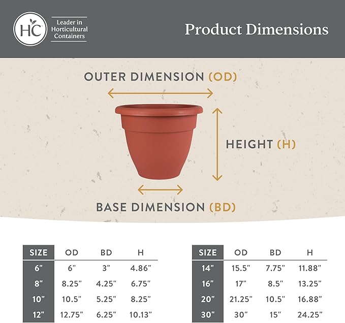 The HC Companies 8 Inch Caribbean Planter - Lightweight Indoor Outdoor Plastic Plant Pot for Herbs and Flowers, Cottage Stone