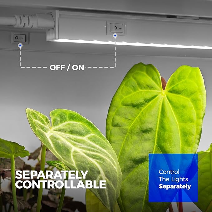 Barrina Grow Lights for Indoor Plants, 5000K White Full Spectrum Led Grow Light, 1ft Plant Grow Light, LED Grow Light, T5 Grow Light Strip, Plug and Play, 8-Pack