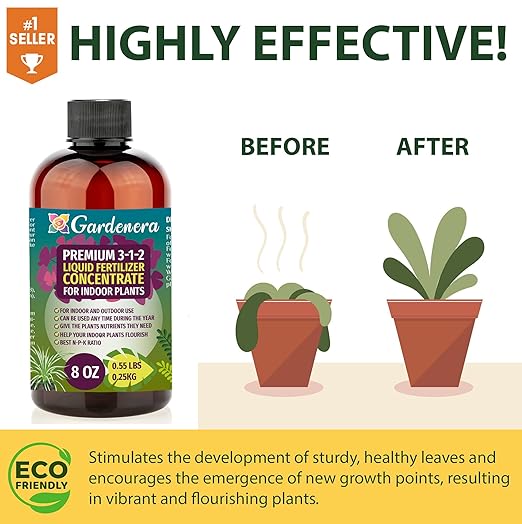 Premium Liquid Money Tree Plant Fertilizer - 3-1-2 Concentrate for Indoor Plants and Flowers by Gardenera | Organic Plant Food for Money Tree - 32oz