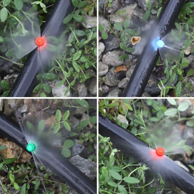 MroMax 20Pcs 180 Degree Micro Sprayer Automizing Sprinkler Nozzle Hydroponic Aeroponic Misters Fan Jet for Miniature Garden Lawn Plant Irrigation System Green