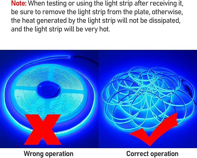 32.8ft(10M) DC 24V Blue COB LED Strip Light IP65 Waterproof 3840LEDs Uniform Glow Dotless Flexible LED Tape Lights for DIY Garden Backyard Hallways Stairs Decoration(No Power Supply)