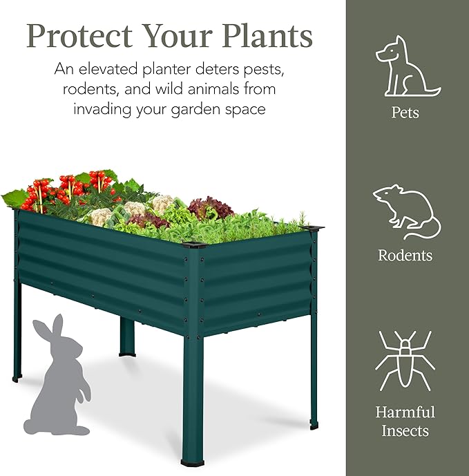 Best Choice Products 48x24x30in Galvanized Raised Garden Bed, Metal Elevated Planter Box, Vegetable Garden for Backyard, Patio, Balcony - Peacock Blue