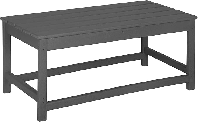WO Home Furniture Adirondack Chairs Table Set of 3 PCS Outdoor Folding Chairs Coffee Table Weather/UV Resistant for Lawn, Garden, Bon Fire, Balcony (Gray)