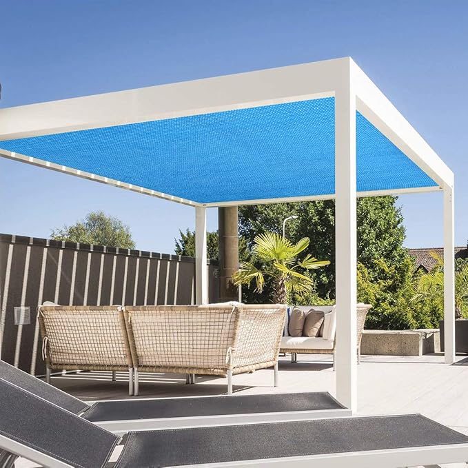 Eden's Decor Straight Flat-Edged Sun Shade Sail Rectangular 4' x 18' Blue UV-Blocking Outdoor Canopy Fabric Cloth Awning for Pergola Patio Garden Backyard Custom Size