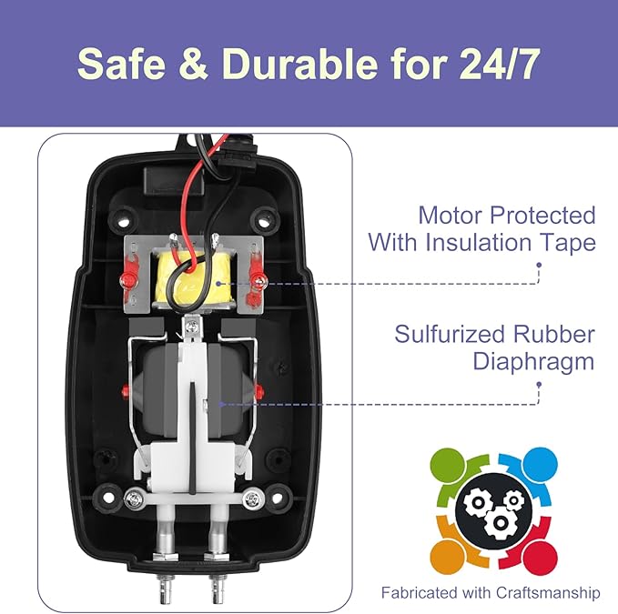 AquaMiracle All-in-One Pond Air Pump Koi Pond Aerator for Pond up to 2000 Gallons Pond Deicer Pond Aeration Kit with 2&4 Outlets Air Stones Airline Tubing Check Valves