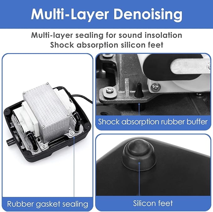 AquaMiracle Super Powerful Linear Air Pump AP-40/AP-60/AP-80 Pond Aerator, Septic Air Pump, Hydroponic Air Pump, Koi Pond Air Pump 635/950/1350GPH, for Waste Treatment, Fish Farm, Seafood Restaurant