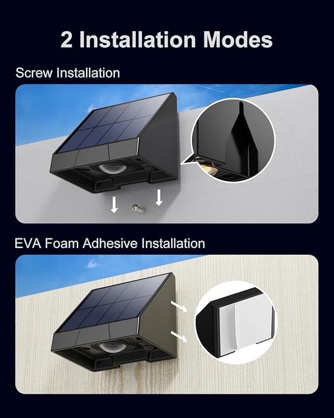 8 Pack Decorative Solar Powered Fence Lights Outdoor Waterproof with Warm White LED Spot Lens, for Outside Wall, Deck, Patio, Yard, Rail, Garage, Pool, Designed for Enhanced Security, Easy Install