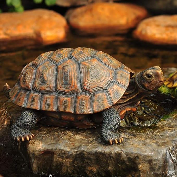 Danmu 1Pc of Polyresin Tortoise Statue, Garden Statues, Outdoor Statues, Garden Ornaments, Yard Statue for Home and Fairy Garden Decor (L 12 9/10" x 9 2/5" x 5 1/2")
