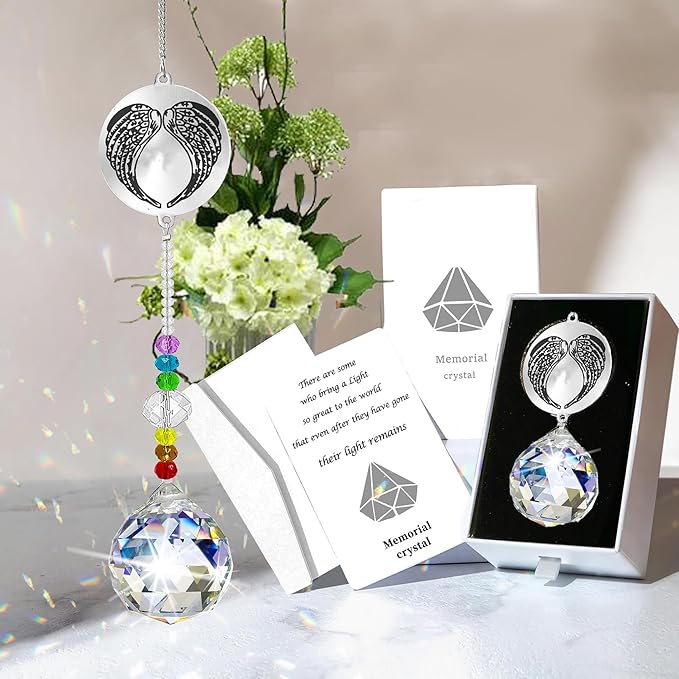 Memorial Gifts Crystal Suncatcher,Unique Sympathy Gifts for Loss of Loved One,Rainbow Maker Bereavement Gifts Box for Loss of Father Mom Dad Son Daughter Husband Brother Grandmother (Sister)