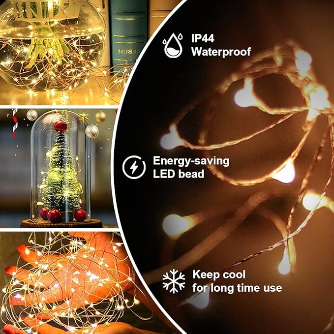 Fairy Lights Plug in,200FT 600 LEDs Waterproof Led String Lights,Twinkle Light with 8 Modes Remote for Outdoor Indoor Christmas Wedding Birthday Garden Party Decorations,Warm White