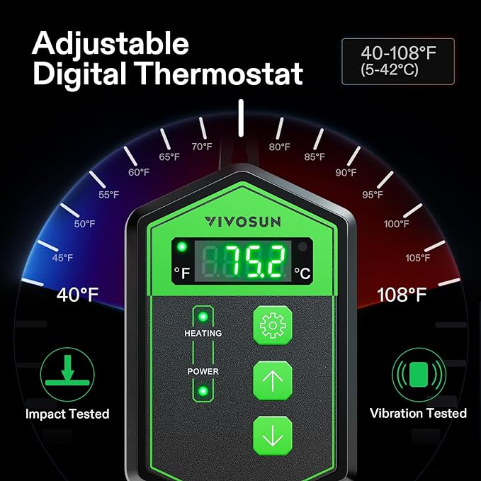 VIVOSUN 20" x 20.75" Seedling Heat Mat and Digital Thermostat Combo Set, UL & MET-Certified Warm Hydroponic Heating Pad for Germination, Indoor Gardening, Greenhouse