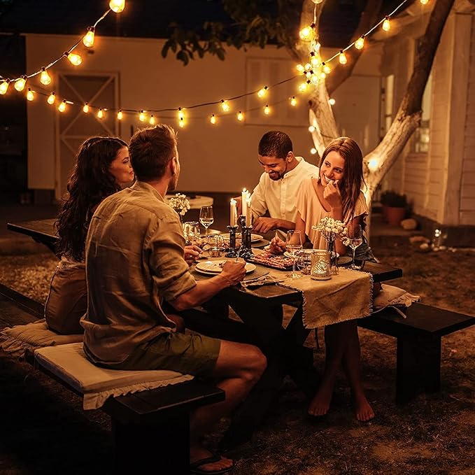 GLUROO String Lights for Outside 120FT, 60+4 Pcs Vintage Bulbs LED Outdoor Edison String Lights Waterproof, Shatterproof Connectable Patio Lights Outdoor, Dimmable Hanging Lights for Backyard, Bistro