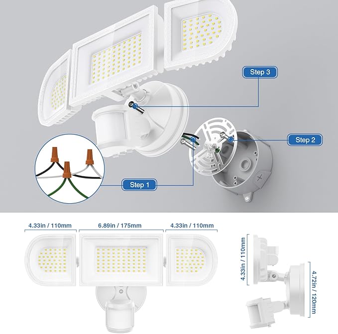 150W Motion Sensor Lights Outdoor for Outside, 15000LM LED Flood Lights Outdoor Wired Dusk to Dawn, Exterior Security Floodlight Fixture Waterproof IP65, Outdoor Lighting for House, Garage 2 Pack