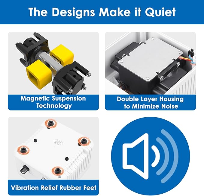 AquaMiracle Pond Aeration Kit Pond Air Pump Koi Pond Aerator for Pond up to 3000 Gallons Pond Deicer All-in-One Pond Aeration System with 4-Outlet Airline Tubing Air Stones Check Valves