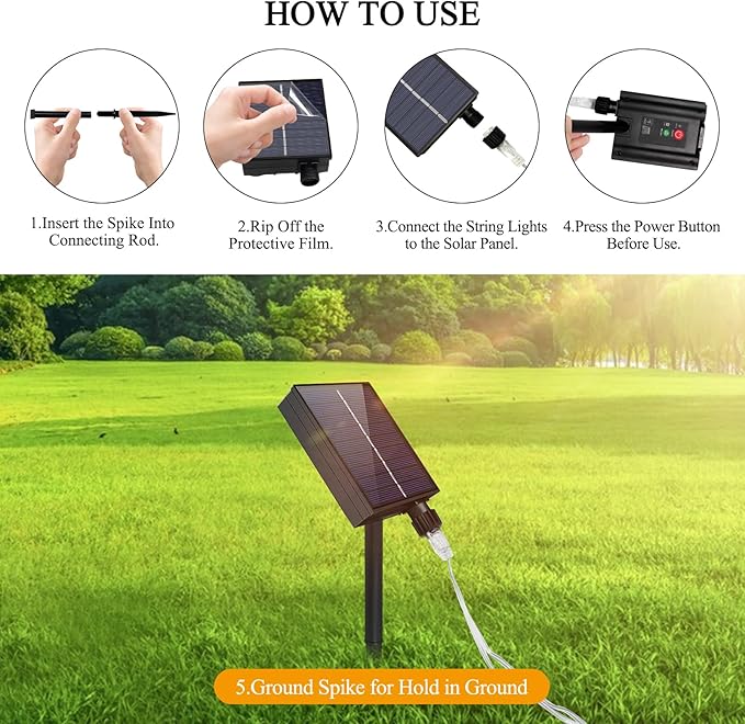 4 Pack Solar Firework String Lights 800 LED 8 Modes Waterproof Hanging Fairy Light, Starburst Light for Party Garden Decoration (Warm White)