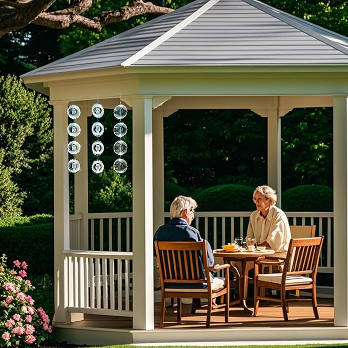 Bird Deterrents for Outside Owl Bird Scare Discs 3D Shiny Helix Wind Spinners, Reflective Bird Reflector & Stainless Steel Outdoor Garden Décor Sculpture Ornaments, Scare Birds Away from Yard Patio