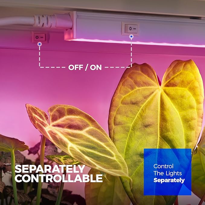 Barrina T5 Grow Lights, Full Spectrum, 2ft 80W (8 x 10W, 500W Equivalent), LED Grow Light Bulbs, Plant Lights for Indoor Plants, Greenhouse, Plug and Play, Pink, 8-Pack