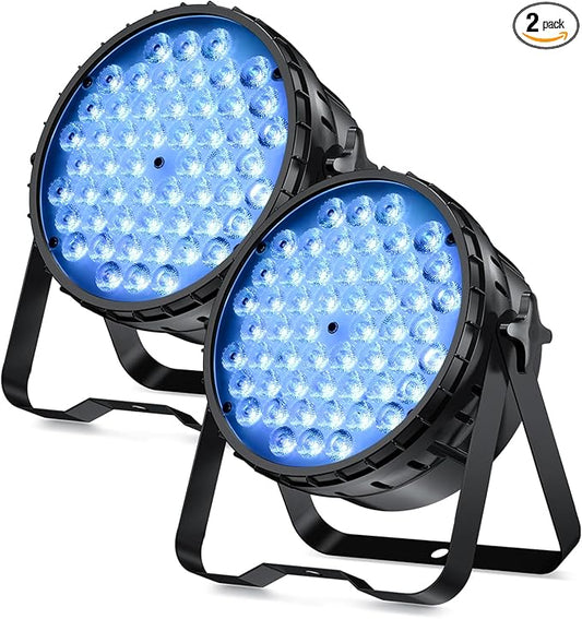 BETOPPER DJ Light 2 Pack, 54x3W LED Par Lights, DMX Stage Lights Sound Activated, Strobe Wash Lighting for Wedding, Church, Party, Club, Concert and Festival Events (2)