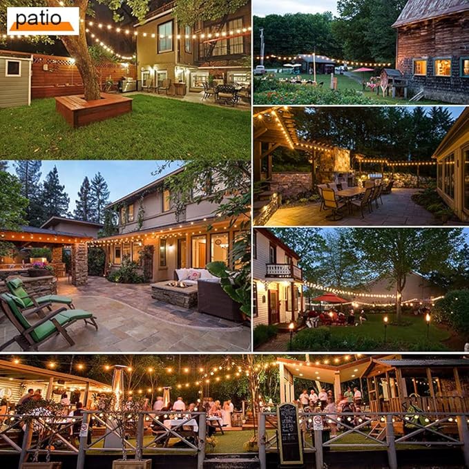 SUFEIMAS Outdoor String Lights LED 150FT with 45 Sockets 48pcs S14 Shattreproof Edison Bulbs,Dimmable LED Outdoor String Lights for Outside, Patio,Backyard, Market, Cafe (3 * 50ft)