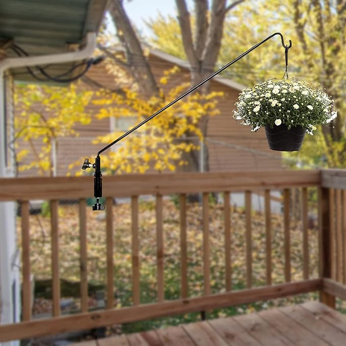 Ashman Deck Hook (2 Pack, 49-Inch Deck Hook), Double Forged Solid Metal Single Piece Rod, Ideal for Bird Feeders, Plant Hangers, Coconut Shell Hanging Baskets, and Lanterns.