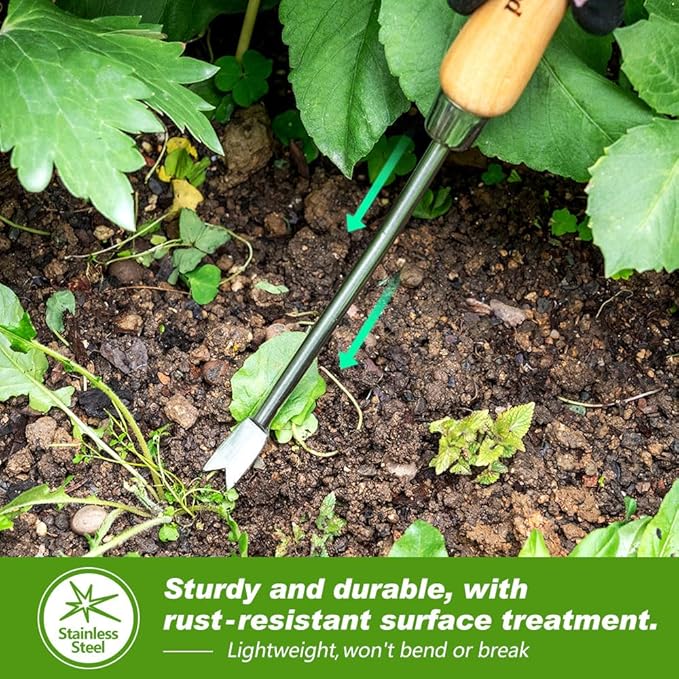 Berry&Bird Dandelion Weeding Tool Crack Weeder Manual Hand Weeder, V-Shaped Fork Easy Weed Removal & Uprooting, Garden Weed Puller Tool for Patio Lawn Yard