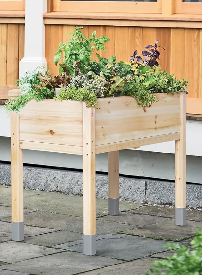 MIXC Wooden Raised Garden Bed with Legs, 32”L X 16”W, Elevated Reinforced Large Planter Box for Vegetable Flower Herb Outdoors - Beam and Column Structure - Unmatched Strength Outlast