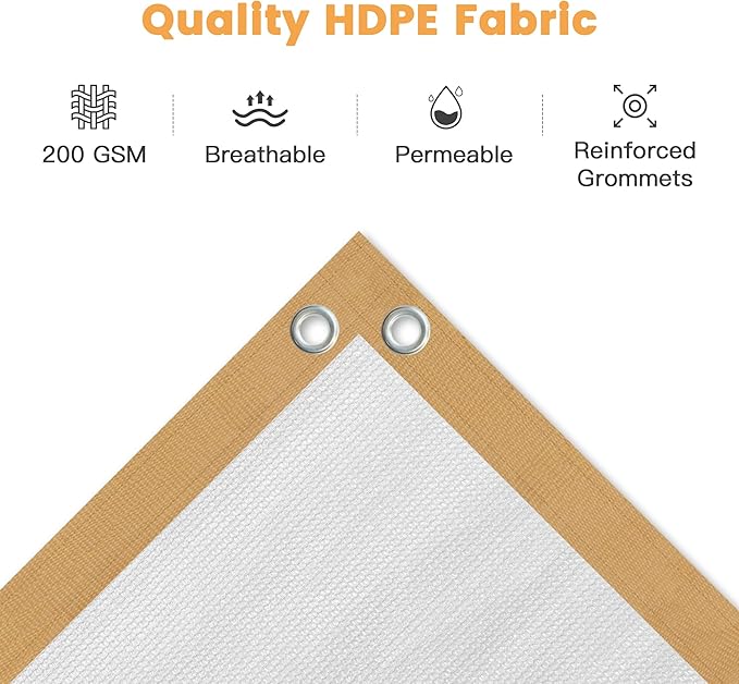 VICLLAX Shade Fabric Sun Shade Cloth with Every 2 FT Grommets for Patio Garden Pergola Cover Canopy 4x21 FT, Cream